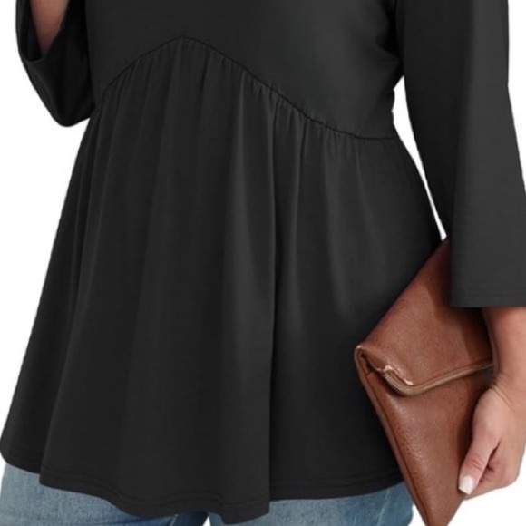Elegant Black V-Neck Women's Tunic - Picture 3 of 5